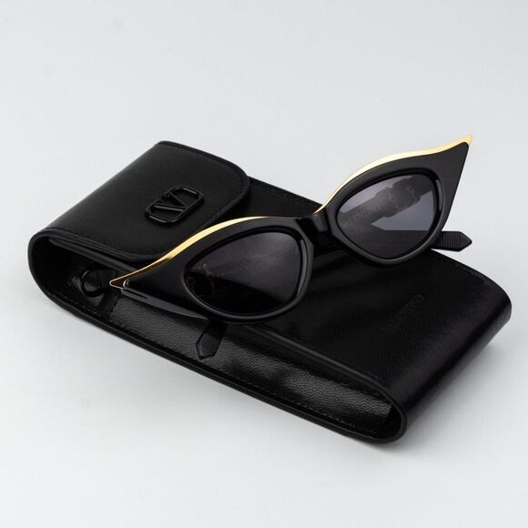Valentino Women Sunglasses Black Gold Grey Cat Eye V-GOLDCUT - I VLS-114A 49 main image 10